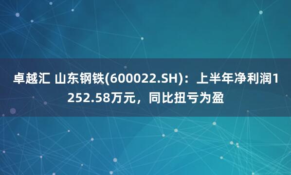 卓越汇 山东钢铁(600022.SH)：上半年净利润1252.58万元，同比扭亏为盈