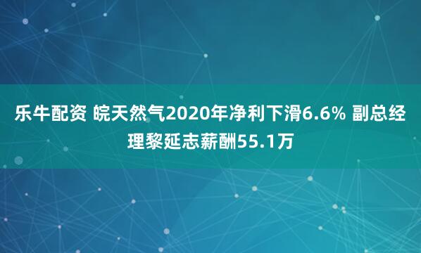 乐牛配资 皖天然气2020年净利下滑6.6% 副总经理黎延志薪酬55.1万